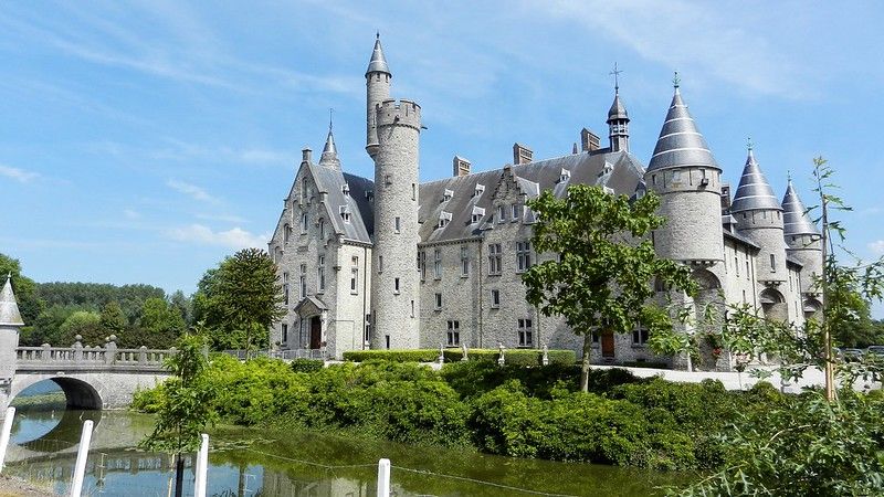 Castle bridge over a moat at Bornem Castle, Antwerp, Belgium