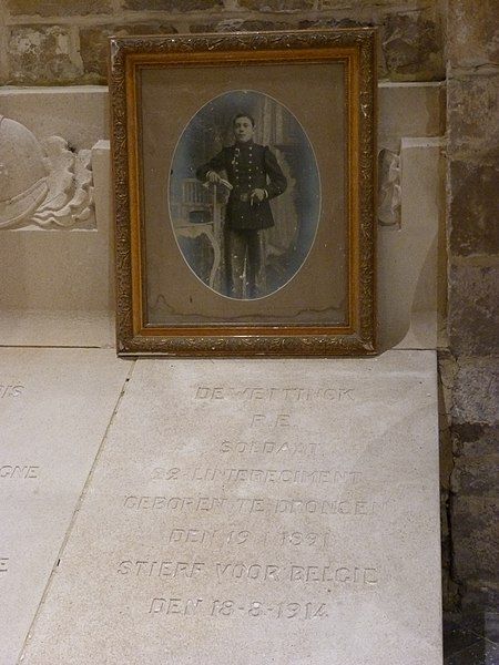 The tombstone of a soldier buried at Grimde Necropolis, in Belgium