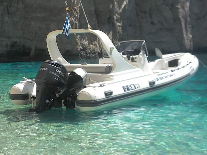 The blue sea rent a private motor boat porto vromi zakynthos Image