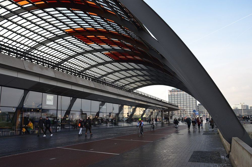 The back side of Amsterdam Centraal Station.