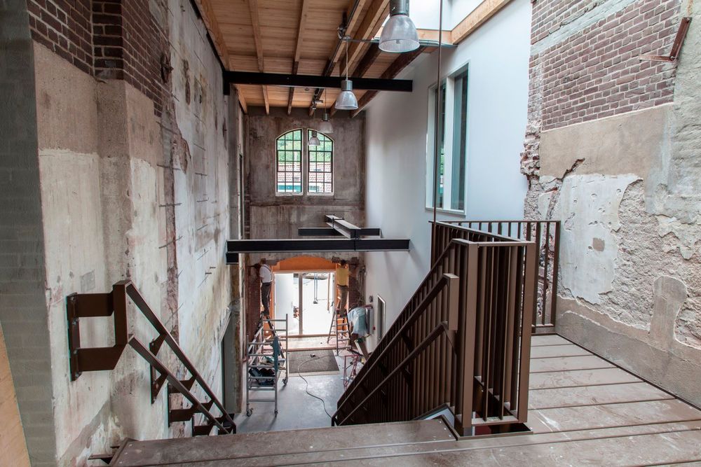 The industrial stairwell of the Cereolfabriek.