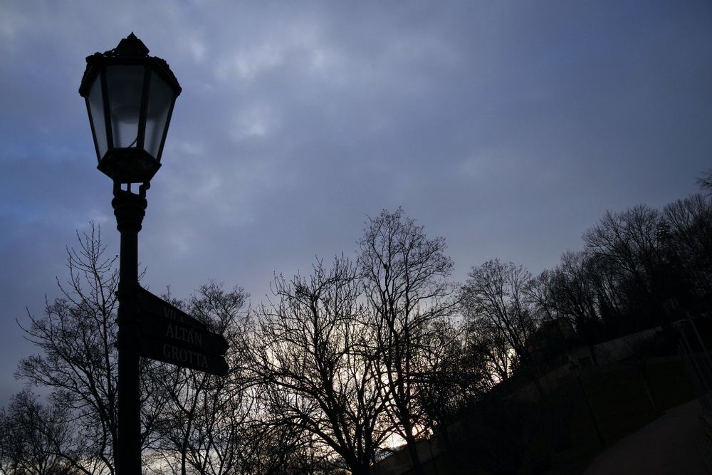 Lamppost in the park at Havlickovy Sady, Prague, Czech Republic 
