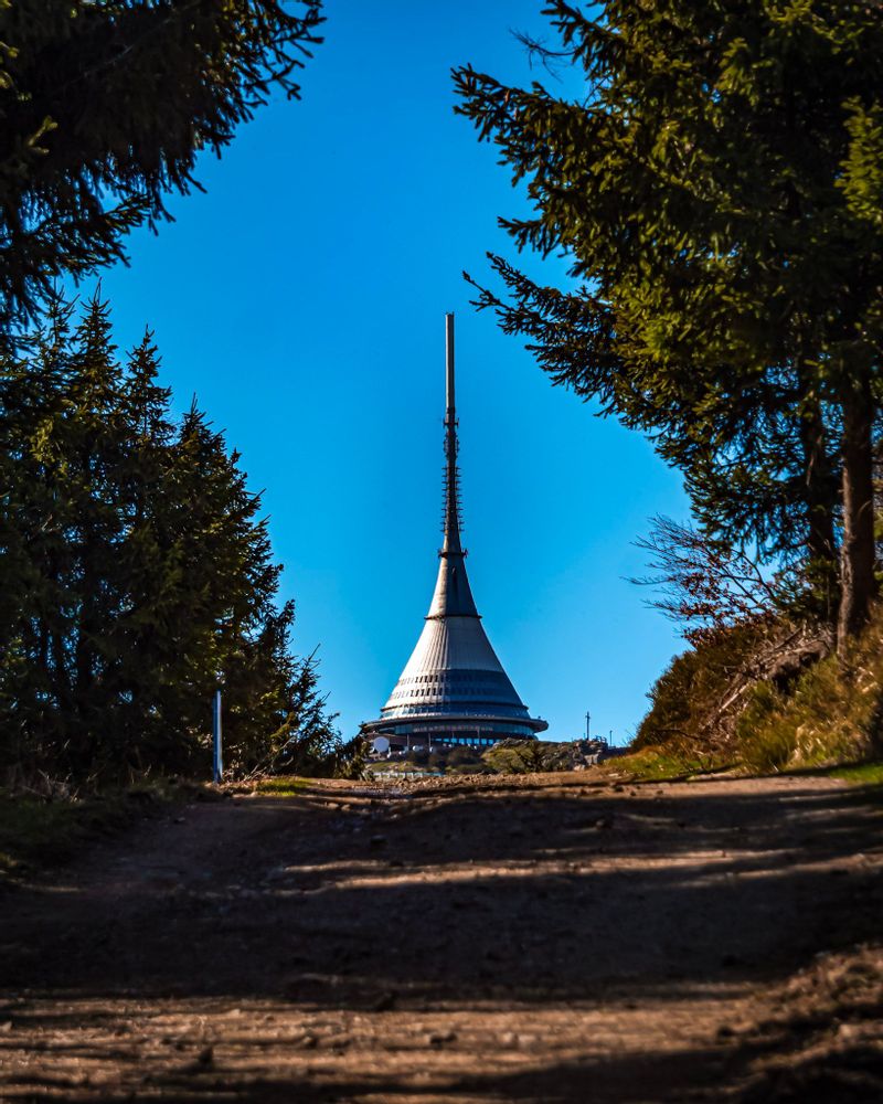 Dirt road walking path to Jested, Liberec, Czechia