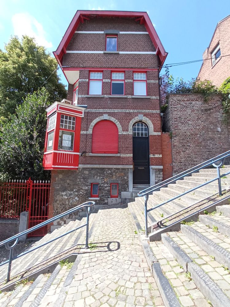 Building on the steps of Montagne de Bueren, Liege, Belgium