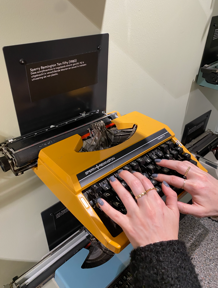 A typewriter display at Broese booksellers.