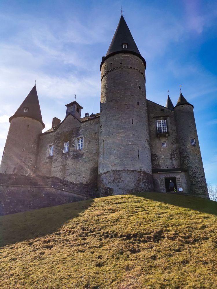 Castle on a rocky platform, Vêves Castle, Namur, Belgium