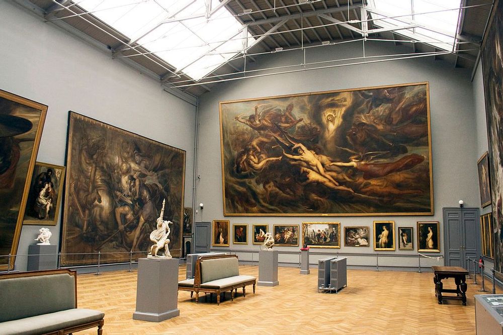 Main Hall of the Wiertz Museum with paintings, Brussels, Belgium
