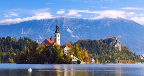 A view of Lake Bled, the most popular tourist destination in Slovenia.