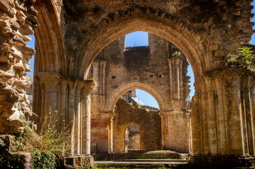 Monastery ruins in the day at Abbaye d'Orval, Belgium