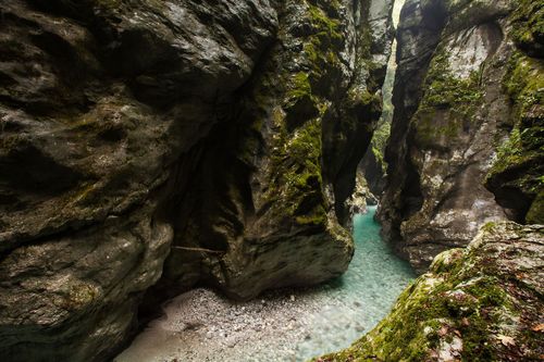 The narrow rocky corridors carved out by Tolmin Gorge.