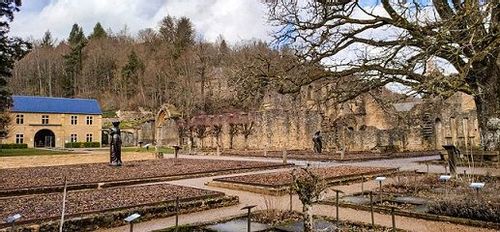 Herbal garden at the abbey ruins of Orval Abbey, Belgium