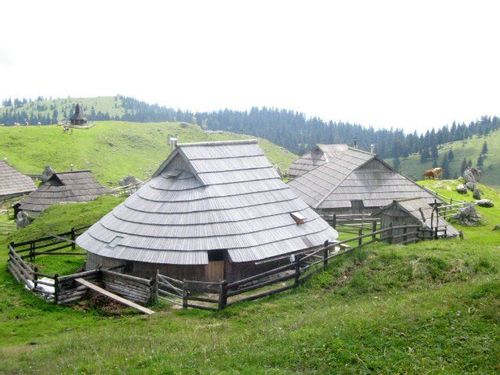 The tradtional huts of Velika Planina that people can go and visit inside of.